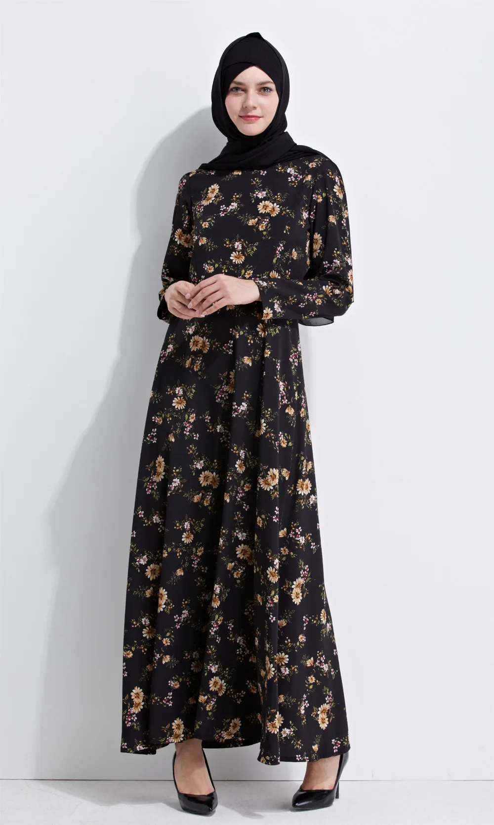Новая мода abaya мусульманское длинное платье для девочки женская мусульманская печать одежда для хиджаба Турецкая одежда Турция Musulmane свободные платья