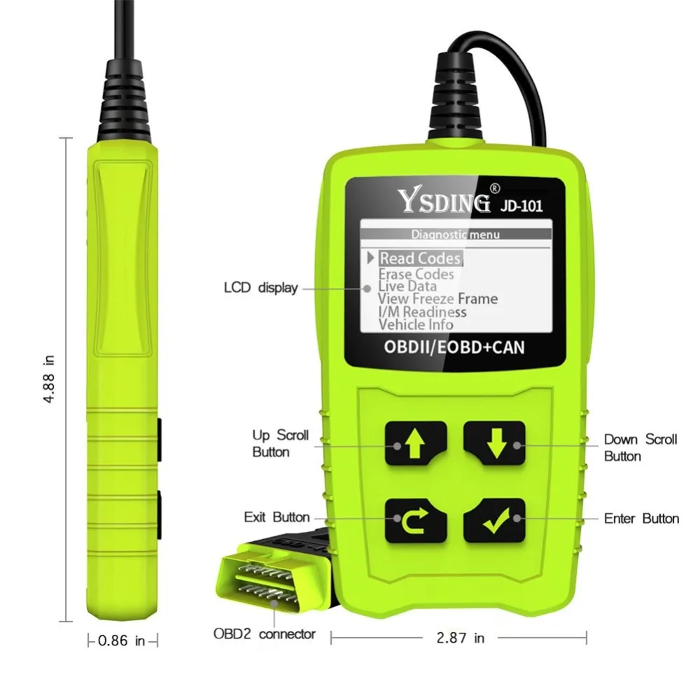 YSDING 101 OBD2 автомобильный сканер OBD Автомобильный диагностический инструмент на русском код ридер универсальный OBD2 сканер лучше, чем ELM327
