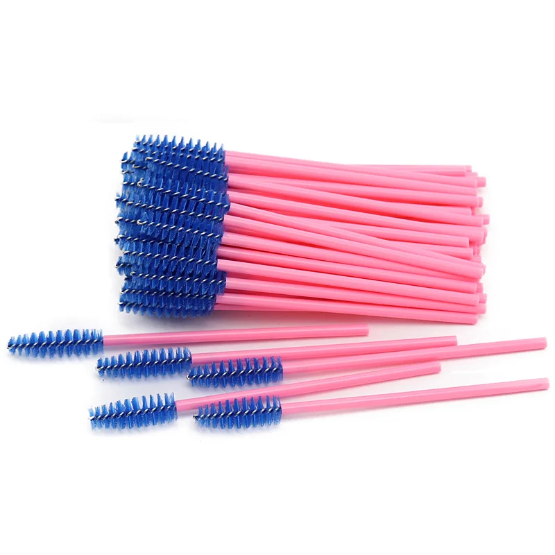 02 Blue 50pcs 50 шт./упак. одноразовые микрометрические щетка для ресниц тушь для ресниц палочки ресницы расширения красочные Профессиональные кисти для макияжа, набор инструментов - Handle Color: 02 Blue 50pcs