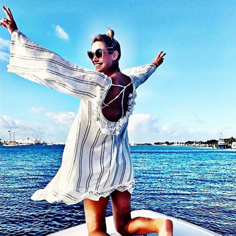 Хлопковые Туники с открытой спиной Новое поступление 2019 женская накидка пляжная