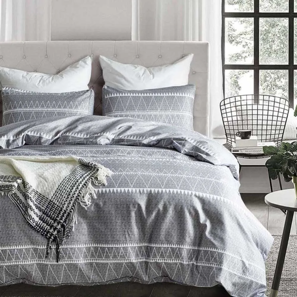 

Lace Pattern Grey Stripes Bedding Set Bed Linen Comforter Duvet Cover Sets Pillowcase King Size Adults Bedclothes Home Textiles