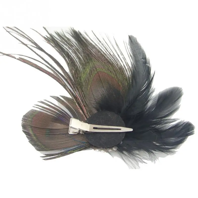 Women Colorful Peacock Feather Headband Crystal Rhinestone Hair Clip hairpin Bridal Wedding Accessory |