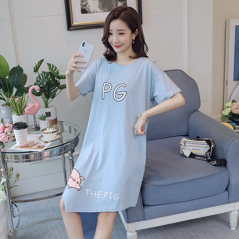 Летние корейские длинные футболки модное платье для беременных с асимметричным