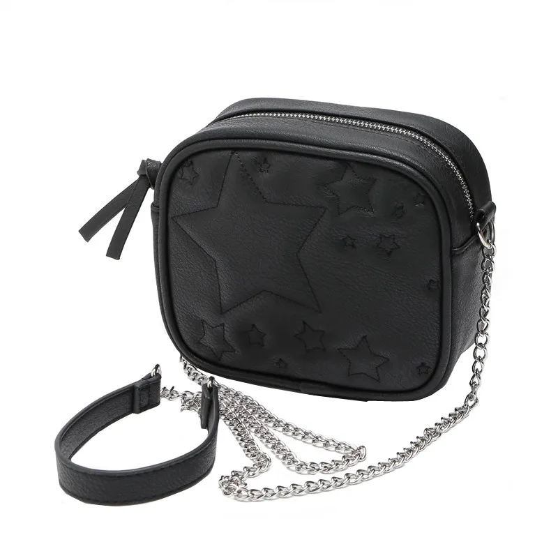 Стеганая маленькая сумка-мессенджер из искусственной кожи со звездами черная