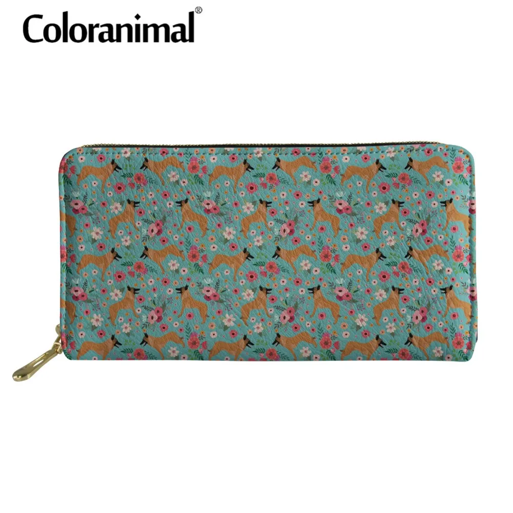 

Coloranimal Belgian Malinois Flower Print Tote Bag Long Wallets for Travel Shopping Dropshipping Leather Purse Card Holder Bag
