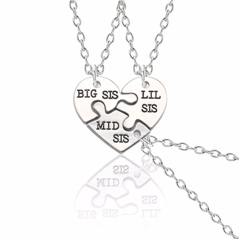 

BFF Fashion 3Pcs Set Best Sisters Forever Necklace Jewelry For Women Broken Heart Pendant Big Little Sis Necklaces Vintage Gift