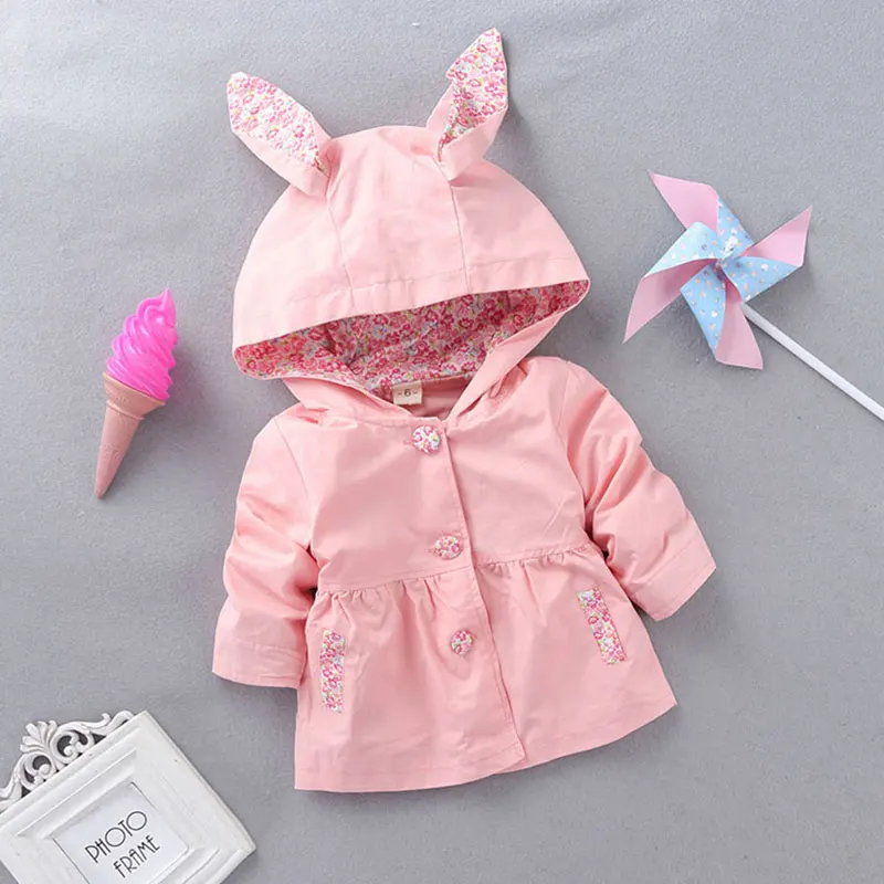 pink baby coat Детская Весенняя ветровка с капюшоном для маленьких девочек; Верхняя одежда для новорожденных; одежда для маленьких девочек; детская одежда; повседневные пальто; куртка - Цвет: pink baby coat