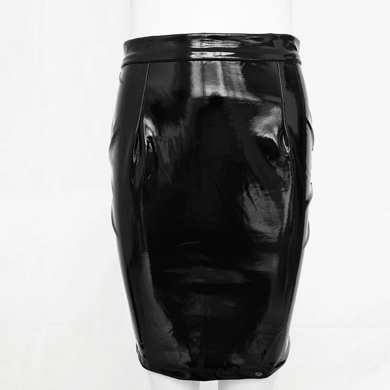 Женская юбка-карандаш средней длины из искусственной кожи красная черная