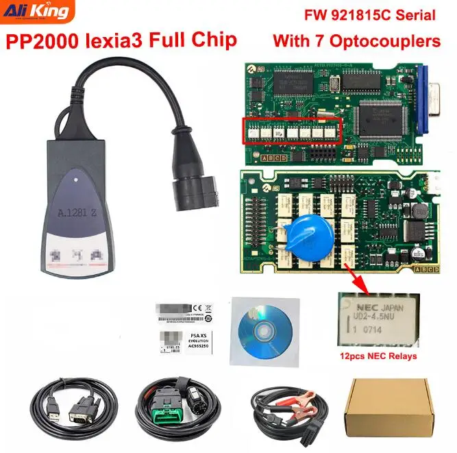 lexia3 with oldcable Высокое качество Золотой полный чип Lexia3 LEXIA 921815C Diagbox V7.83 Lexia 3 PP2000 V48/V25 Lexia-3 Профессиональный диагностический инструмент PSA - Цвет: lexia3 with oldcable