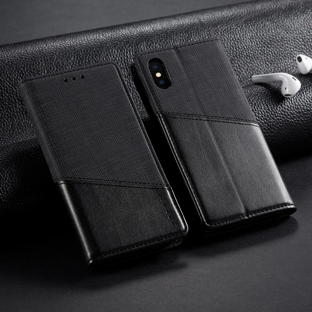 Магнитный чехол-кошелек для iPhone 7 8 6 s Plus XS роскошный Холщовый кожаный держатель