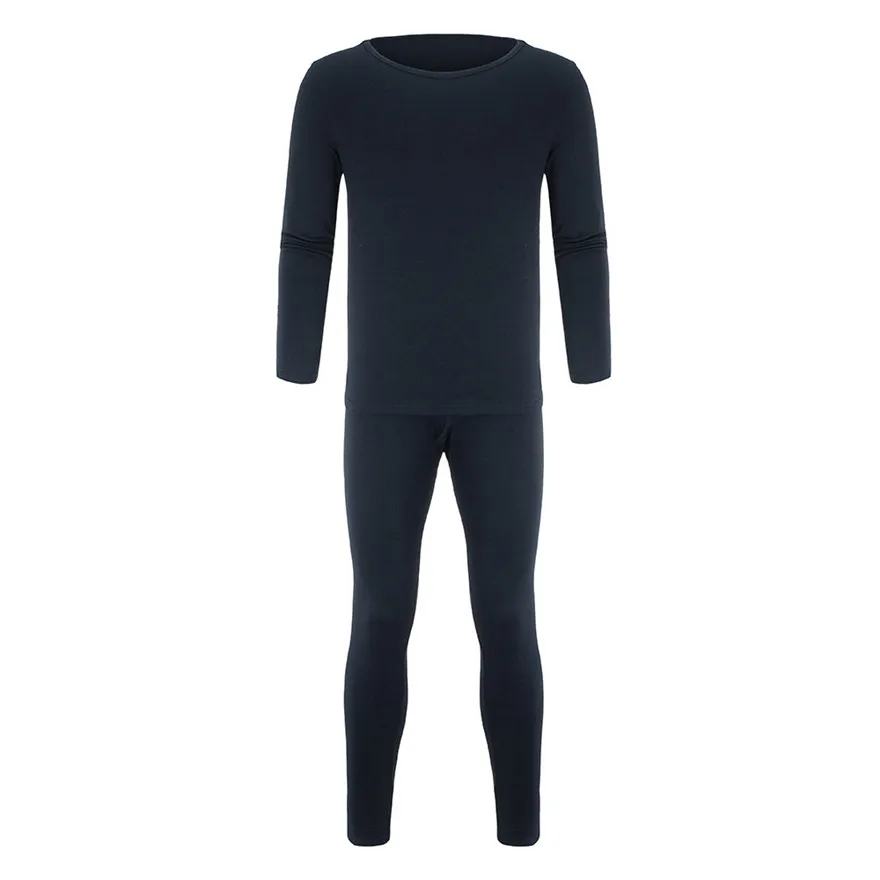 Solid Winter Thermal Underwear Men's Daily comfortable Suit Circular Collar Warm Clothing Set#0927 A#487