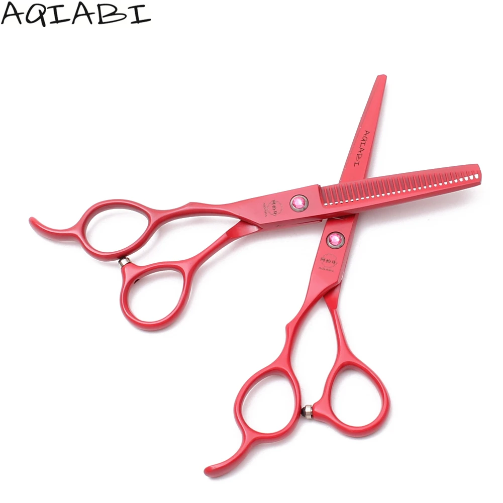 

Левая рука A8001 6 дюймов AQIABI красные профессиональные ножницы для стрижки волос филировочные ножницы парикмахерские ножницы для стрижки