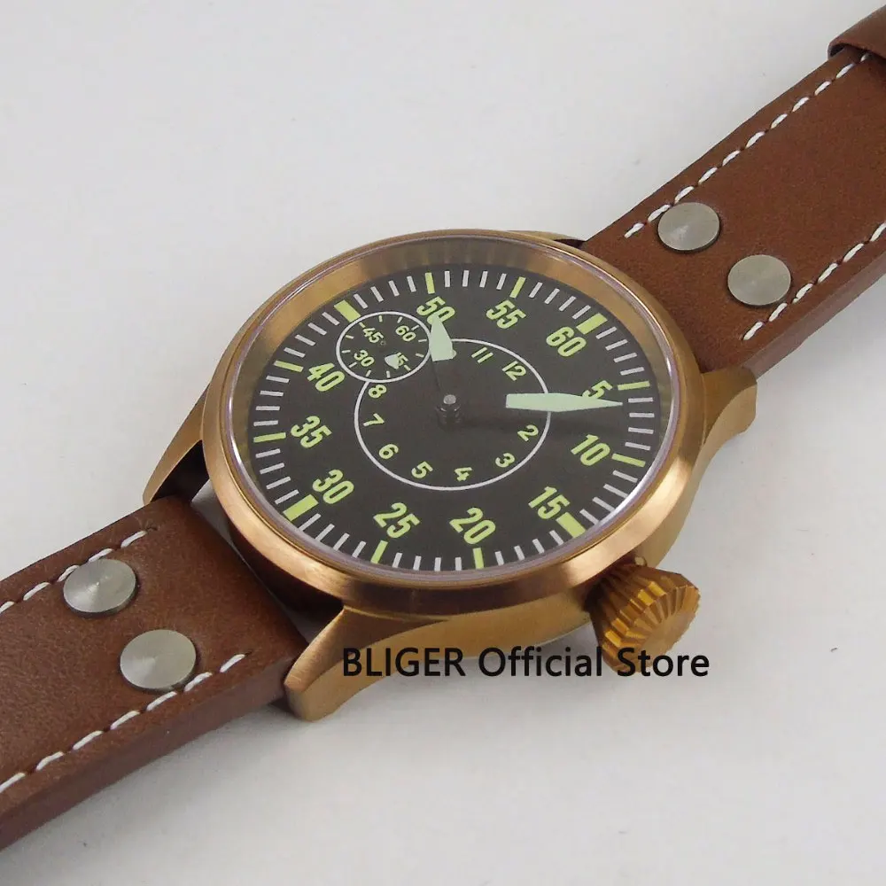 Сапфировое стекло винтажные 44 мм NOLOGO часы с большим циферблатом бронзовым