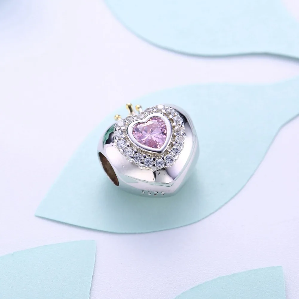 Видео! Комплект принцессы с сердечком серебряные бусины 925 пробы Подвески fit