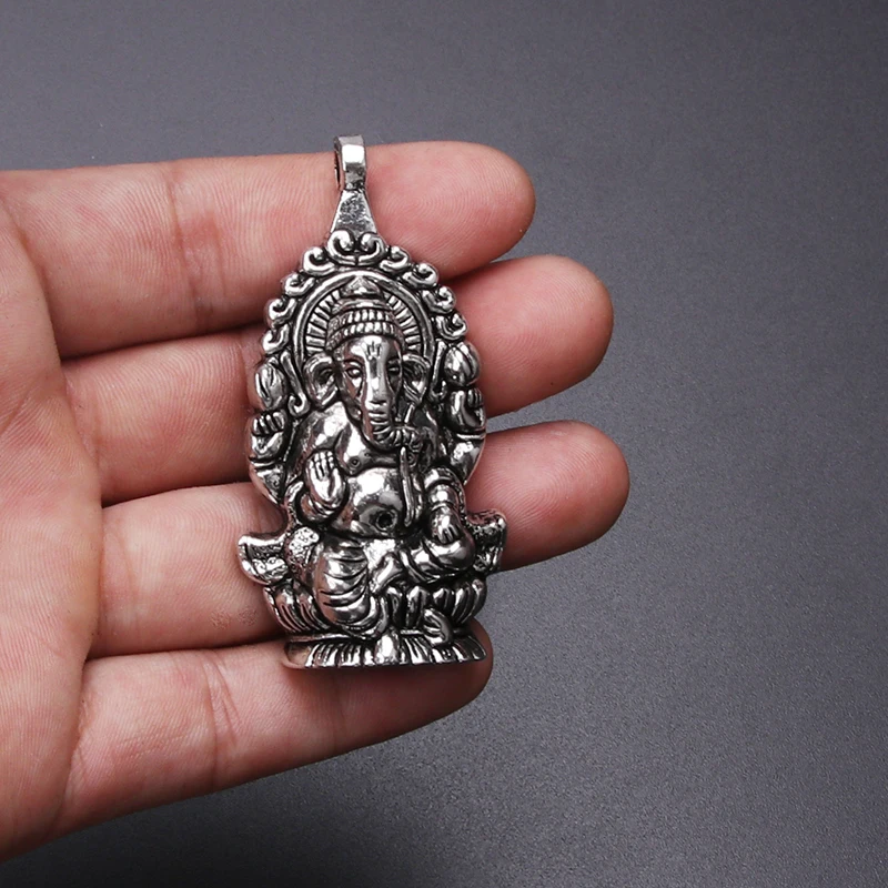 2 шт./лот 61x32 мм Ganesha Шарм в античном стиле Серебряный цвет отличная деталь и