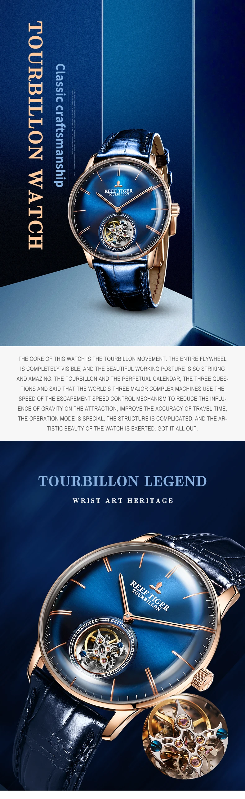 Риф Тигр/RT лучший бренд класса люкс для мужчин chaincal Tourbillon часы сапфировое стекло розовое золото часы relogio masculino RGA1930