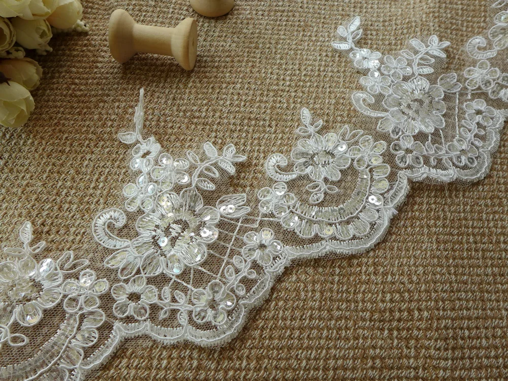Alencon аппликация с кружевной отделкой гипюр жемчуг 6 ярдов 11 5 см|lace guipure|sequin lacesequin