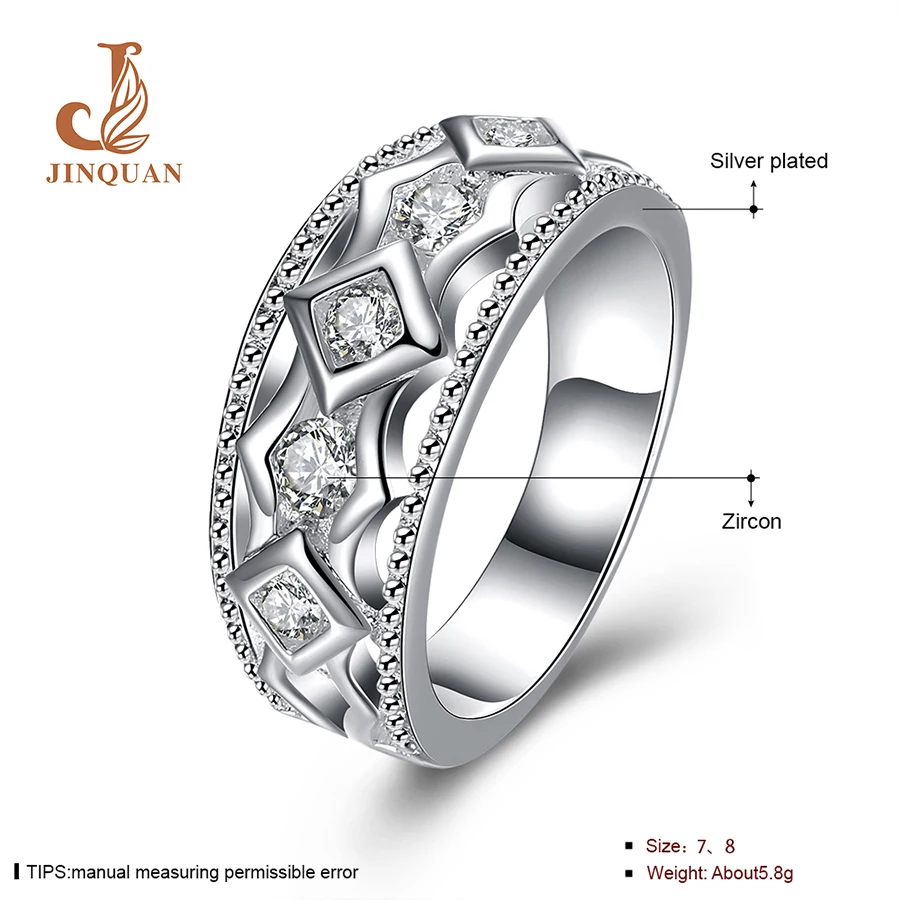 2017New design Fashion Square line Zircon silvering anel anillos CZ Stone rings for women dance party statement JINQUAN | Украшения и
