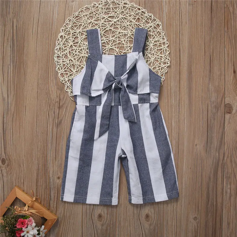 Одежда для маленьких девочек летний комбинезон в полоску пляжный костюм детская