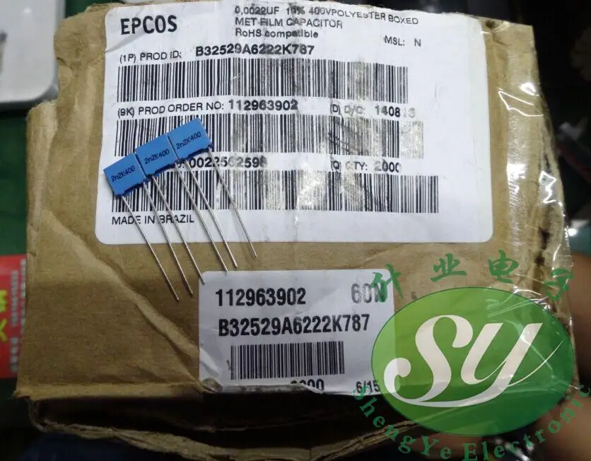 2019 горячая распродажа 20 шт/50 шт EPCOS 0 0022 мкФ/400v 2.2nf 2200pf 222 новые конденсаторы для