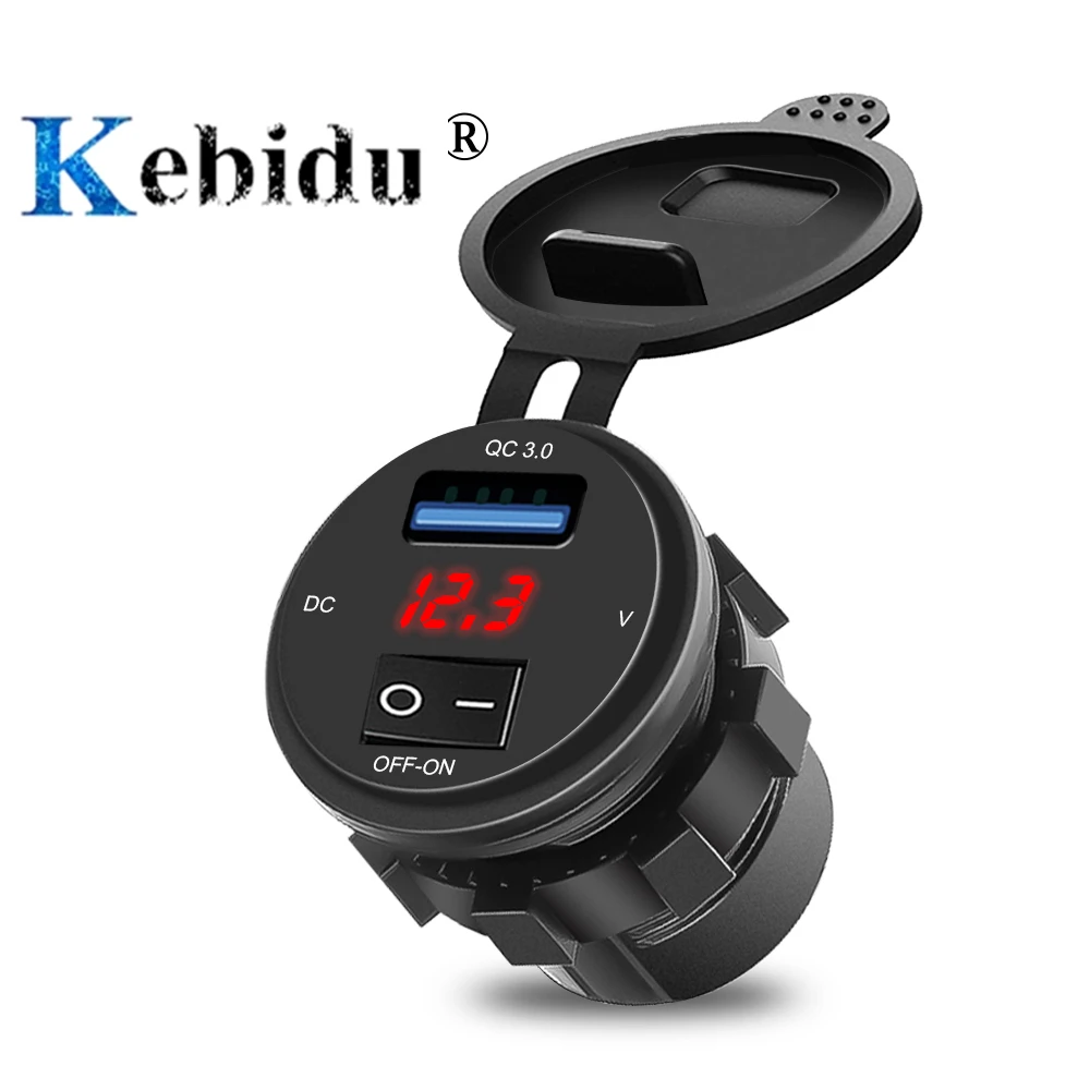 Автомобильное зарядное устройство KEBIDU 12 в-24 в USB со светодиодной подсветкой