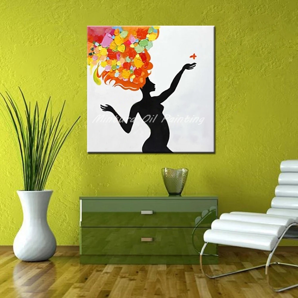 Mintura Handpainted Naked Girls Play Butterfly Oil Painting On Canvas Modern Abstract Pictures Wall Art For Home Decor No Framed | Дом и сад