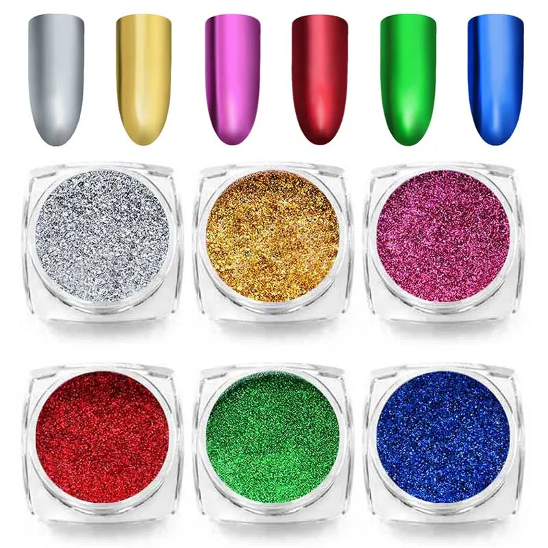 MEET ACROSS 6 Box/set Glimmer Nail Glitter Laser Gradient Mirror Effect 3D Powder Dust Manicure Nails Decoration | Красота и здоровье