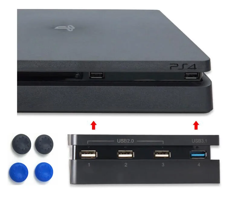 4 в 1 тонкий адаптер PS4 USB 3 0 порт + порта 2 s для Sony PlayStation Slim тонкая консоль высокая