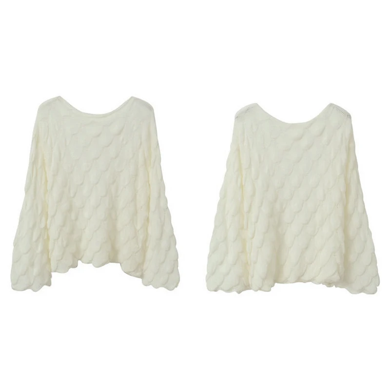 Women Spring Sweater Hollow Out Transparent Female Korean Style Jumper Sweer Flare Sleeve Ladies Pullover | Женская одежда