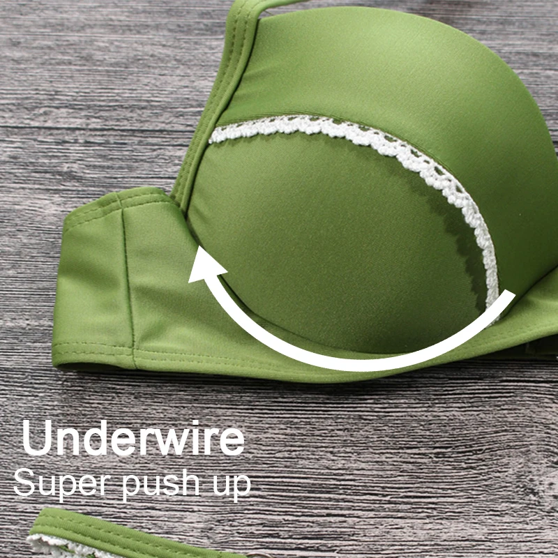 2018 Ретро Для женщин бикини Set Solid Push up Бикини на косточках Топ + низкая талия Лето