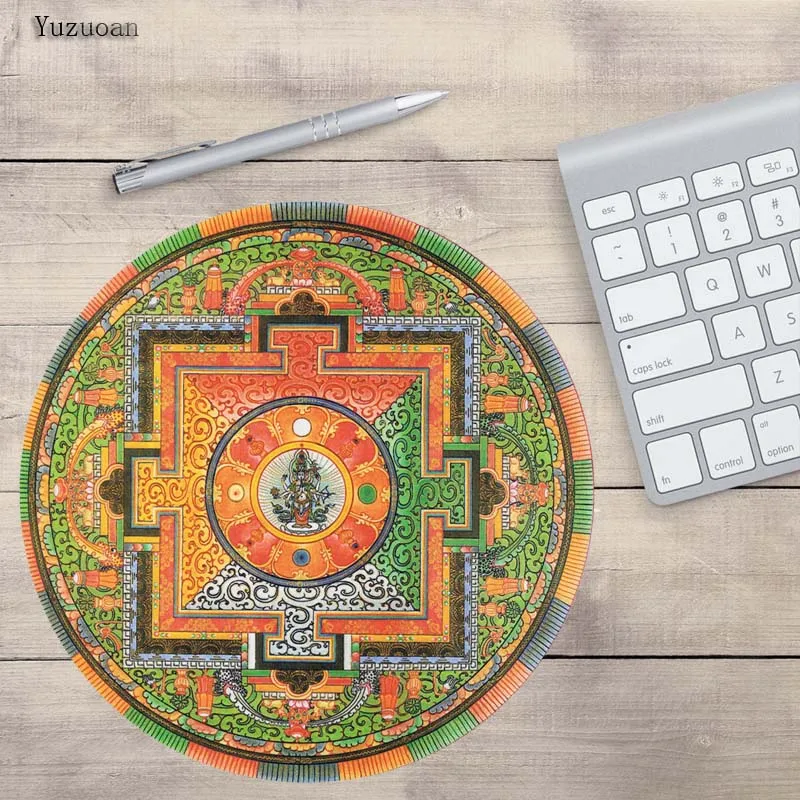 200x200x2mm Yuzuoan 200x200x2 мм 3D принт статуя Будды круглый коврик для мыши с Artt круглый Настольный коврик для украшения рабочего стола в подарок для мальчиков - Цвет: 200x200x2mm