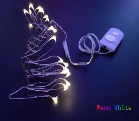 2 м 20 огней с переключателем LED CR2032 батарейный отсек для монет серебряная