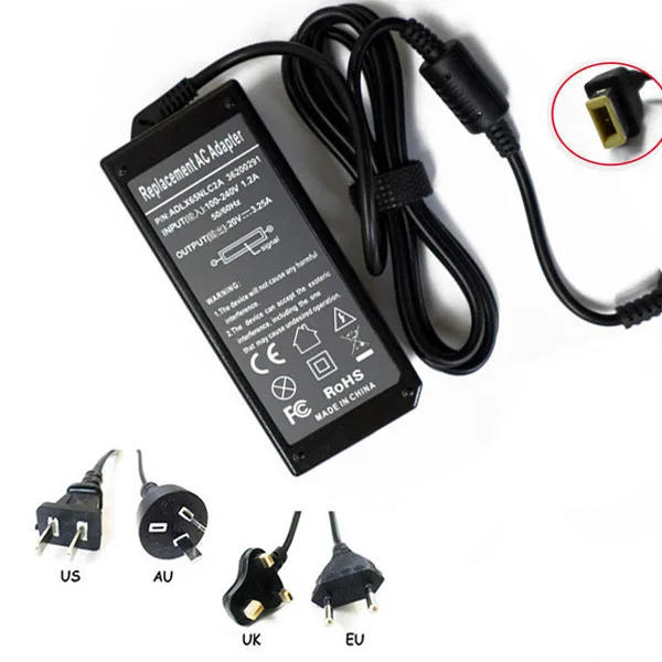 

AC Adapter Charger for Lenovo Essential G Series Models Rectangle Plug Tip 65w Notebook Power Supply Cord