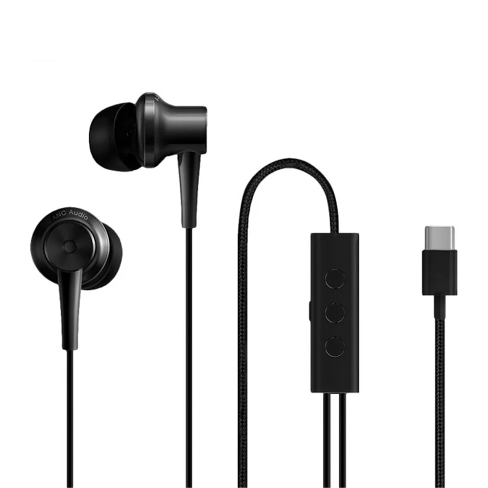 TYPE-C Наушники Xiao mi ANC, гибридные, USB, AUX, Гарнитура С Подавлением Шума, проводное управление, с mi C, для мобильного телефона mi x 2S Red mi Note 5 - Цвет: TYPE-C