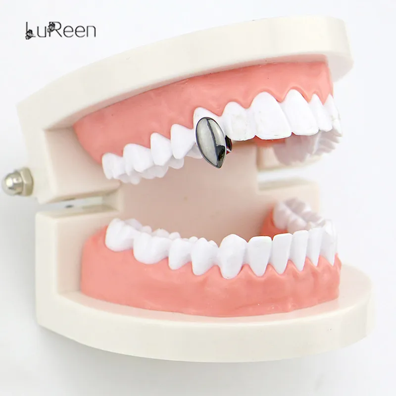 LuReen Золото Один зубы Grillz верхние и нижние грили Dentail пользовательские Fang зуб шапки Хэллоуин вампирский зуб Ювелирные изделия