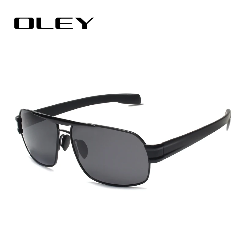 Y1607 C1 Black Gray OLEY брендовые Мужские поляризационные солнцезащитные очки с большой оправой, модные солнцезащитные очки для пилота, модные мужские летние уличные очки с защитой от ультрафиолета - Цвет линз: Y1607 C1 Black Gray