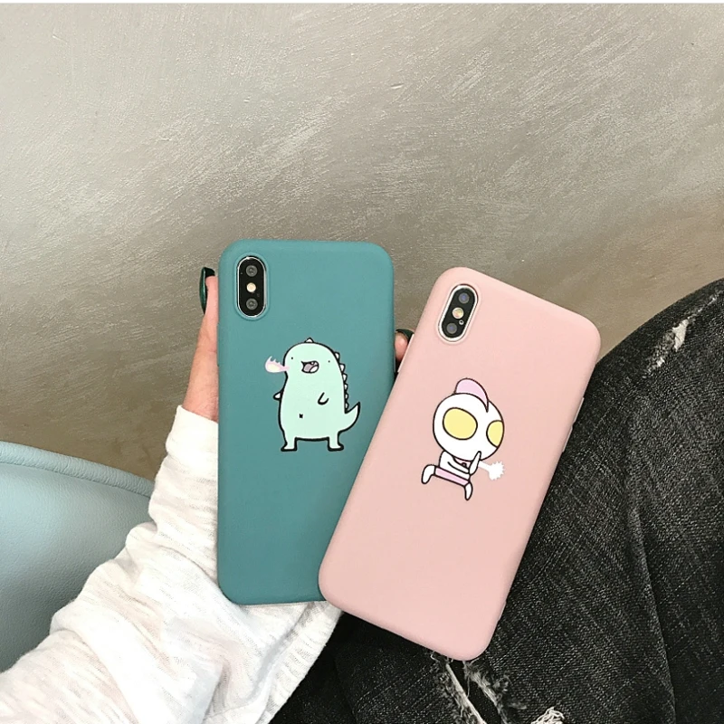 Dinosaur Cases For Iphone 6 S 7Plus Phone Cover Silicon tpu Cute Animal Matte Coque 8Plus 7 8 Plus X XS Max XR Capas |