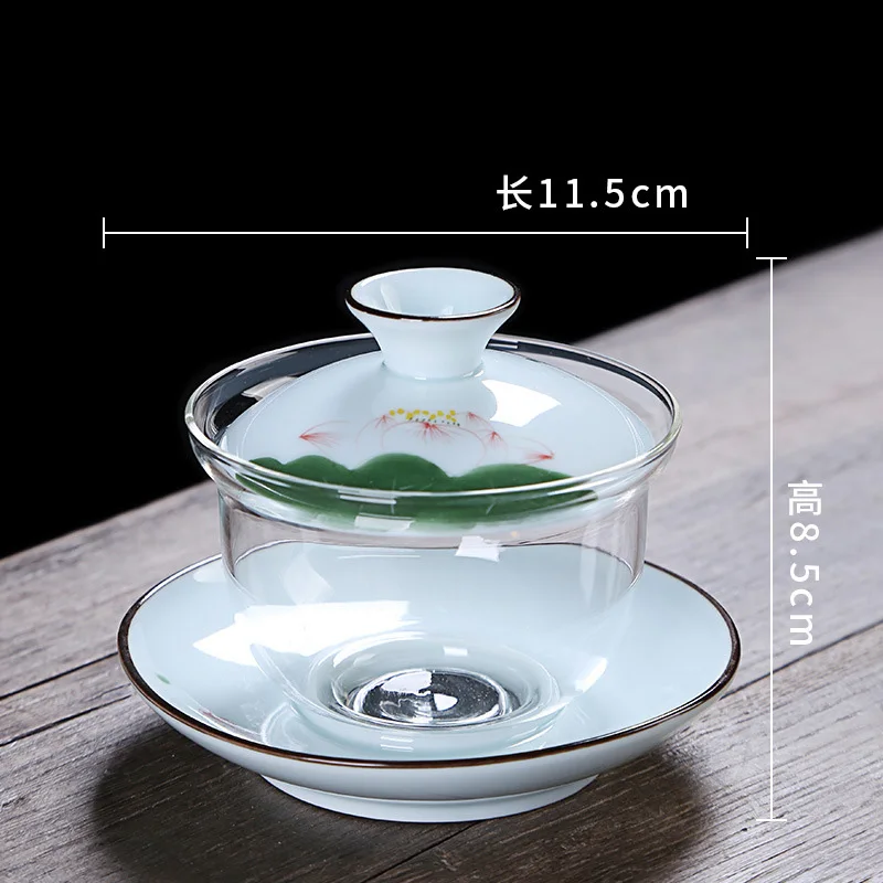 Китайская традиционная керамическая фарфоровая чайная чаша Gaiwan с крышкой и блюдцем комплект/Офисная черная чайная церемония Drinkare украшение горшок набор - Цвет: 5