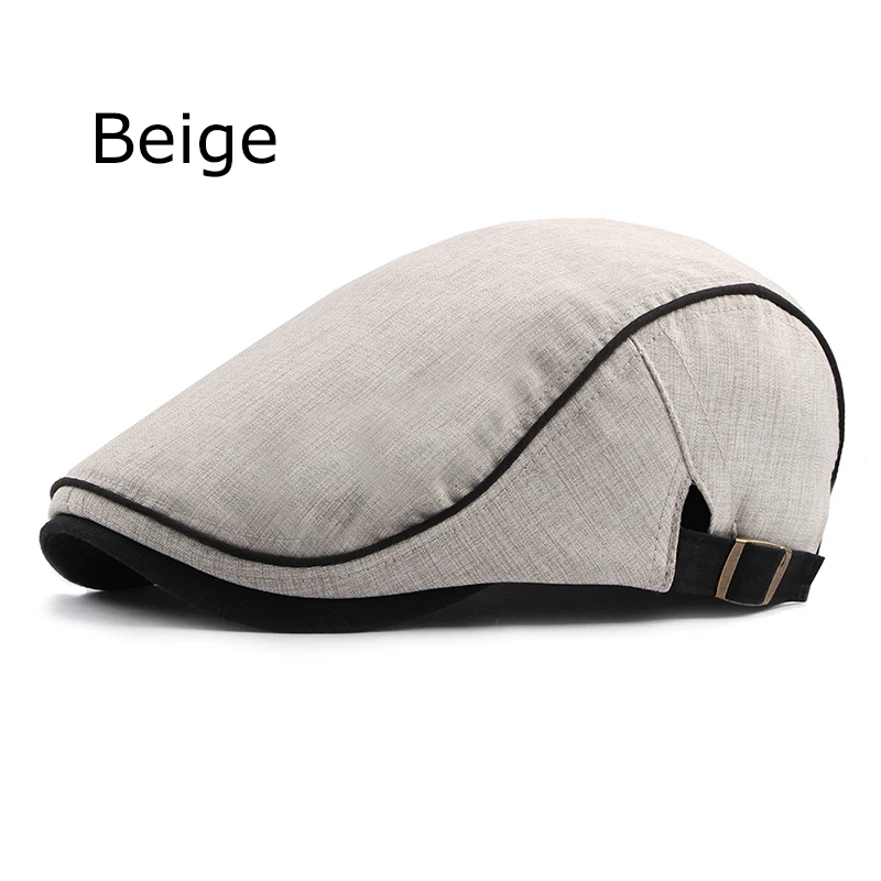 Beige Модные летние береты, кепки для мужчин и женщин, хлопковые козырьки, шляпа от солнца, уличные мужские плоские шапки, регулируемые береты, Casquette Boina, шапки - Цвет: Beige