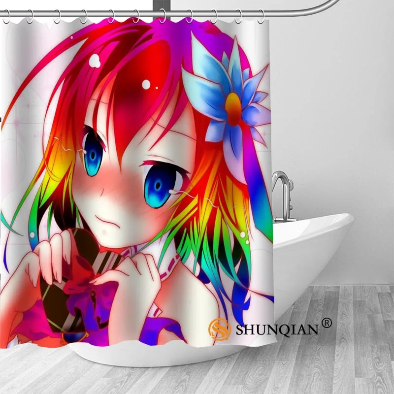 

no game no life Bath Curtain 100% polyester Fabric Modern Shower Curtain bathroom beautiful Bath decor Print your picture