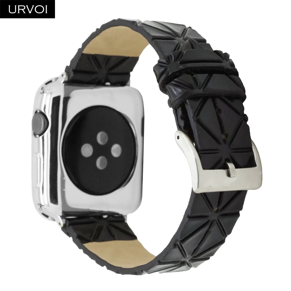URVOI ремешок для apple watch серии 4 3 2 1 Искусственная кожа ремешок для iwatch ремень геометрическим узором современный дизайн 38/ 40/42/44 мм
