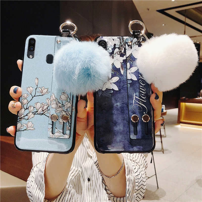 Glitter Flower Holder Case for Samsung Galaxy Note 8 9 A2 Core A6 A7 A8 A9 Plus Star 2018 A6S A8S Finger Ring Wristband Strap On.