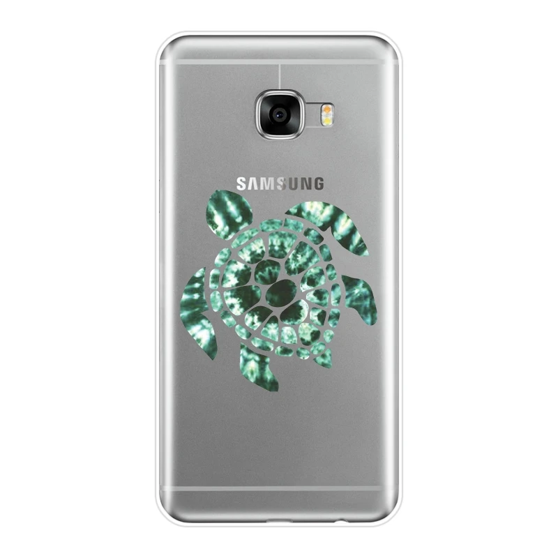 Чехол для телефона Samsung Galaxy C9 C7 C5 Pro силиконовый мягкий зеленый синий Черепаха