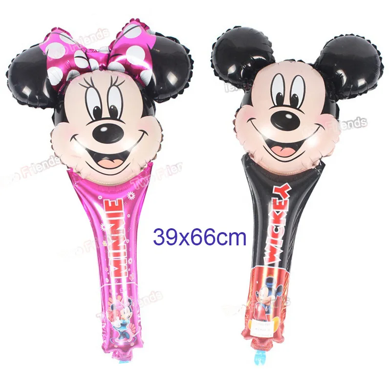 mickey minnie mix Ручные воздушные шары с Микки и Минни, 60 шт./партия, популярный мультфильм, Винни-Пух, большой герой, Жевательная палочка, воздушные шары с хлоппером, детские игрушки - Цвет: mickey minnie mix