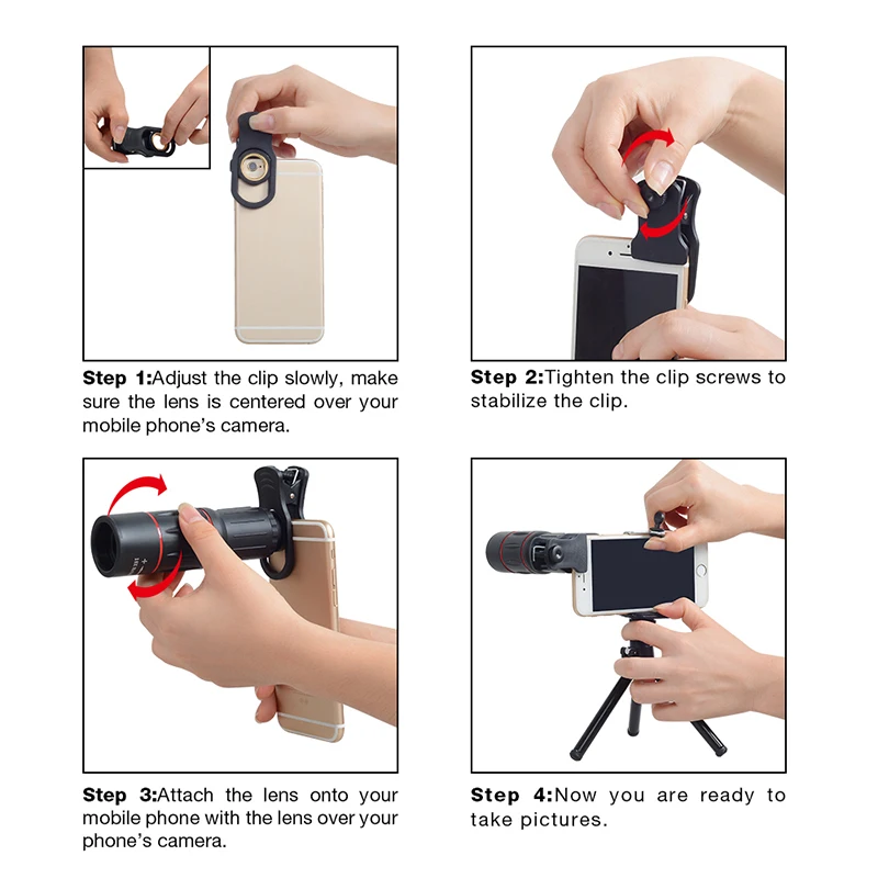 TOKOHANSUN 18X Zoom Monocular Telescope Scope for Smartphone Camera Camping Hiking Fishing with Compass Phone Clip Tripod | Мобильные