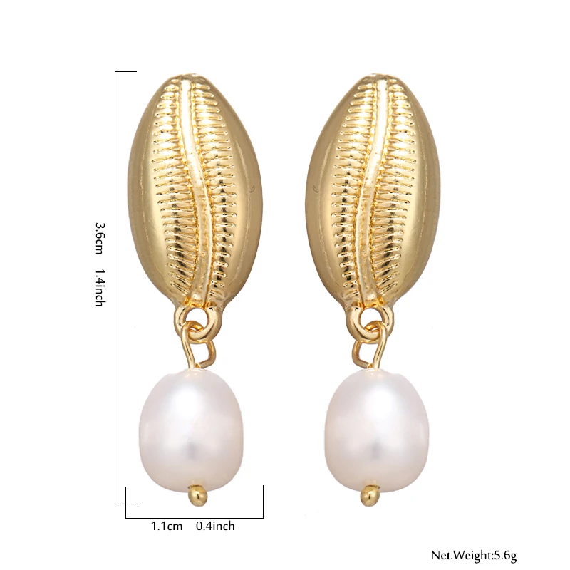 YMYW Fashion Natural Pearls Shell Drop Dangle Trendy Golden Silver Zinc Alloy Metal Earrings boucle d'oreille femme 2019 Bijoux |
