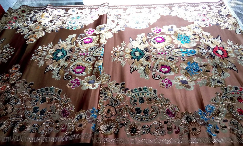 Китайская традиционная полиэфирная ткань 75 см шелковая парча медная задняя