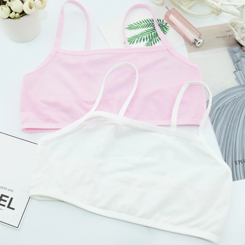 

Puberty Teenage Girl Cotton Underwear Student Brassiere Training Bra Solid Color