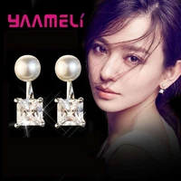 925 sterling silver geometric pattern earrings with white crystal cubic zirconia christmas gift for girls