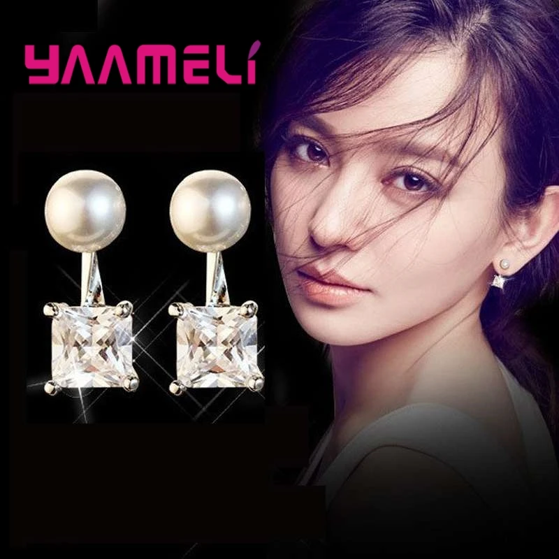 Серьги YAAMELI с геометрическим узором и белым кристаллом из фианита рождественский